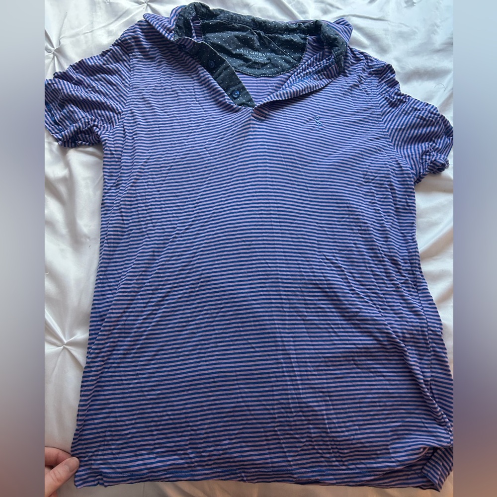 TailorByrd Purple and Blue striped polo